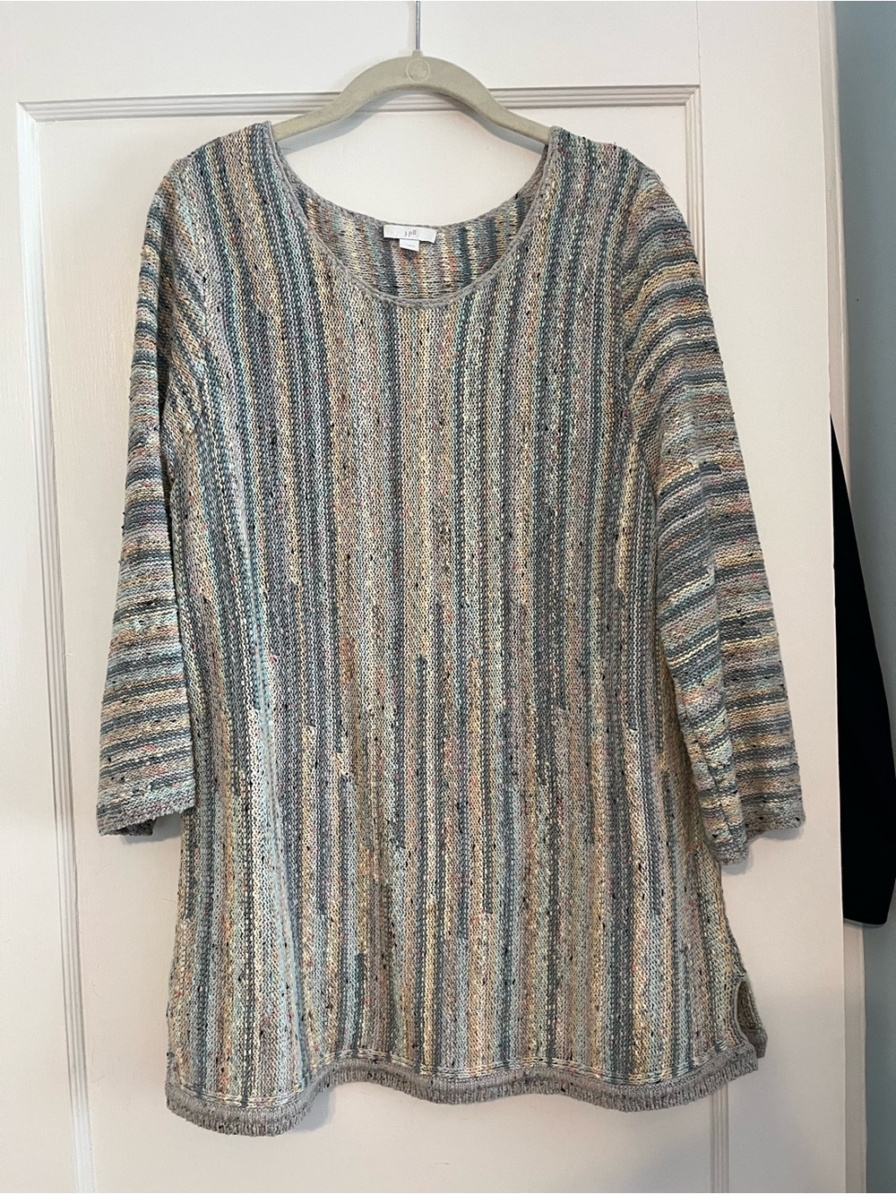 J. Jill Multicolor Striped Knit Tunic - Blue, Cream, Gray, Tan
